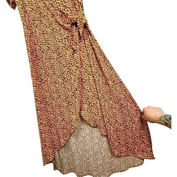 L*Space Revolve Emile Orange Leopard Print Wrap Maxi Dress NWT S - Picture 3 of 6